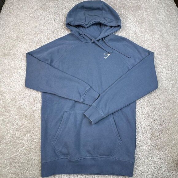 Gymshark Crest Hoodie Slim Fit Faded Blue - Picture 2 of 8
